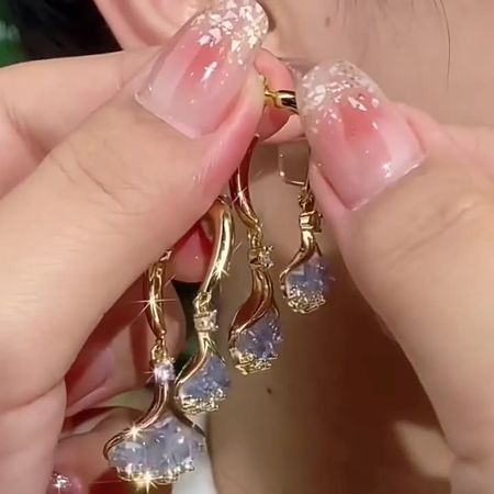 14K Gold Plated Luxe Blue Earrings
